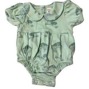 Kate Quinn Green Mushroom Print Baby Romper 0-3m